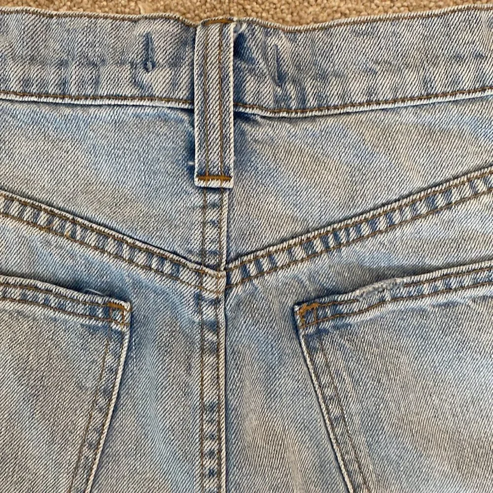 Madewell Rigid Denim A-Line Skirt Cut Out Edition Raw Hem Size 27